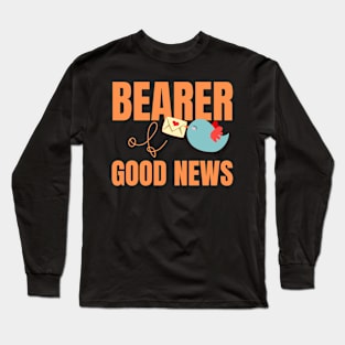 Bearer of Good News Cute Blue Bird with Mail Long Sleeve T-Shirt